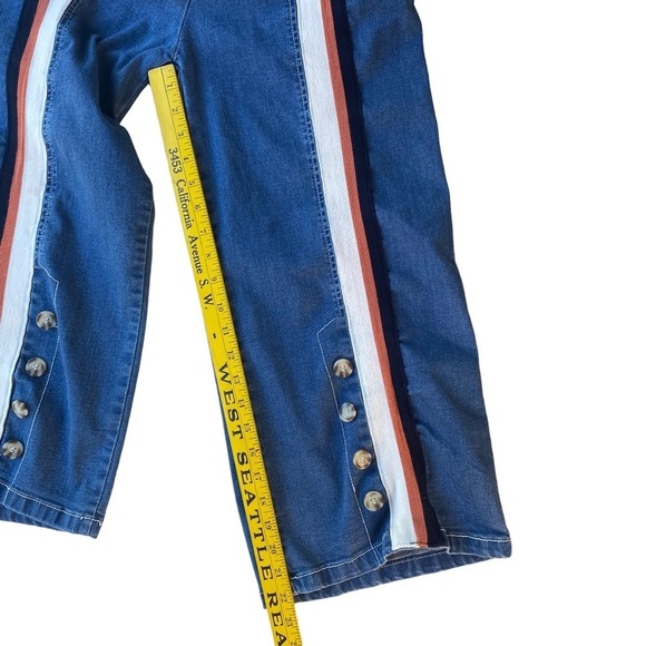 Wide Leg Barrel Jeans Womens Size Small Striped Ankle Crop Baggy Relaxed Loose - Picture 14 of 16